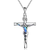 YFN Cross Necklace Sterling Silver Religious Cross Pendant Christians Jewelry Gifts for Women Men
