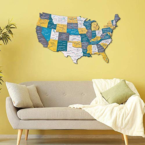 Country Wooden Map Of United States 3D Wooden Wall Art Wooden Map