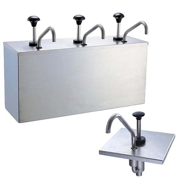 Amazon｜Sauce pump dispenserディスペンサーポンプSqueeze調味料入れDispensingステンレススチール ケチャップ、サラダドレッシングなど適用 (3バケット