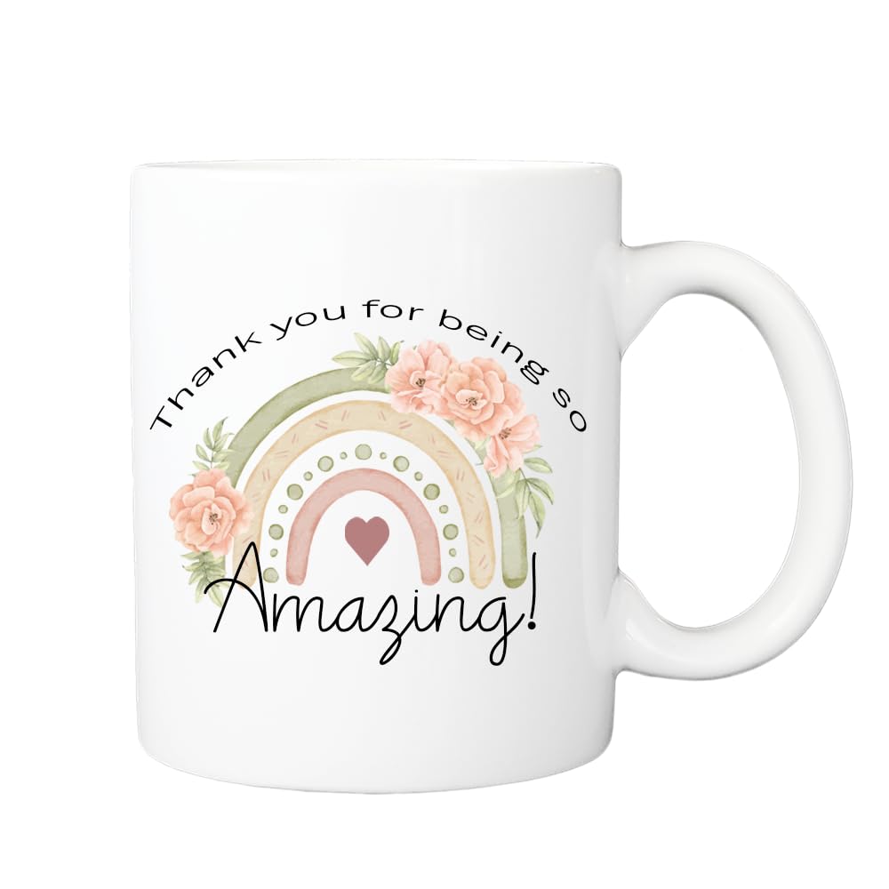 Thank You Gift Pastel Floral Rainbow Quote Mug - Gift Mug - Tea Coffee Cup Appreciation Gift