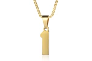 SUSOOK Number Necklaces Personalized Necklaces 18K Gold Plated Initial Number Pendant Stainless Steel Chain Sports Necklaces for Men Women