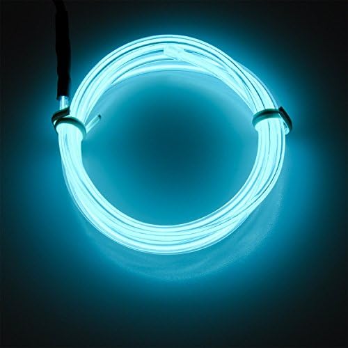 Neon Glowing Strobing Electroluminescent Wire, Portable Light Luminous wire 15ft length Driver with Battery Pack Controller for Cosplay Dress Burning Man by Megach (15ft, ice blue)
