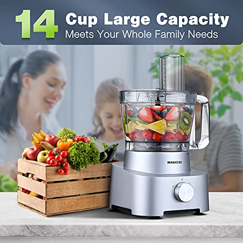 10 in 1 Food Processor 2021 MAGICCOS 14 Cup Food Processor, Upgraded 1000W for Dicing, Egg