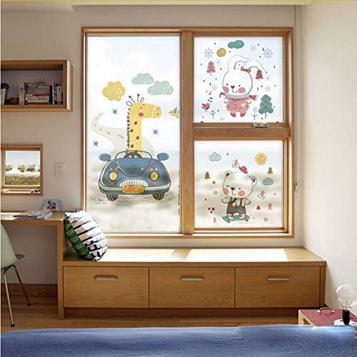 Djkaa Custom Static Cling Window Film Frosted Opaque Privacy Stained Glass Sticker Home Decor Digital Print Swim Fish