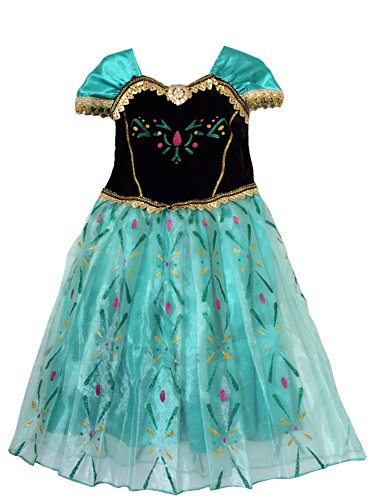 IWISHME Inspired By Coronation Day Princess Anna Costume Dress Floral (7-8 Years, Spring)