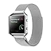 Fitbit Blaze Accessory Band Large (6.3-9.1 in),Oitom Milanese loop stailess steel Bracelet Strap for Fitbit Blaze Smart Fitness Watch, Black, Silver, Large with unique Magnet lock (Silver)