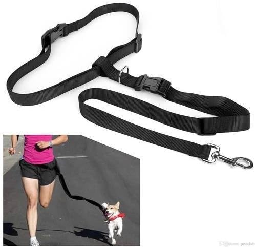 Hands Free Dog Leash - Excellent for Training, Walking, Hiking, Running, Jogging - Heavy Duty Strap, Handle, Rope, Harness Lead Strap - Pet Collar, Adjustable - 6 ft (Black)