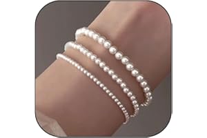 ROE DOLPH Pearl Bracelet for Women Gifts Trendy Stuff Dainty Pearl Bracelet White Baroque Pearl Wrist Bracelets Bridesmaid Bridal Wedding Jewelry Gifts