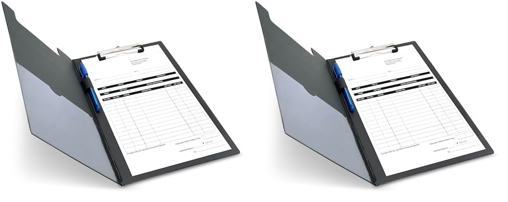 Rapesco VFDCB0B3 Foldover Clipboard with Pocket, A4+, Black (Pack of 2)