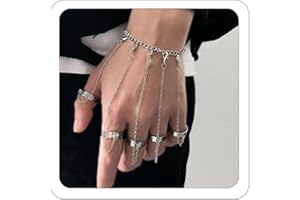Bethynas Punk Tassel Bracelet With Slave Finger Rings Gothic Hand Harness Hip Hop Kurapika Chain for Women