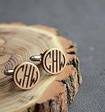 Personalized Monogram Gift Wooden Cufflinks Engraved Custom Cuff links Business Man Gift for Guy Men Anniversary Husband gift for Boss - By Enjoy The Wood - Wedding cufflinks for groom