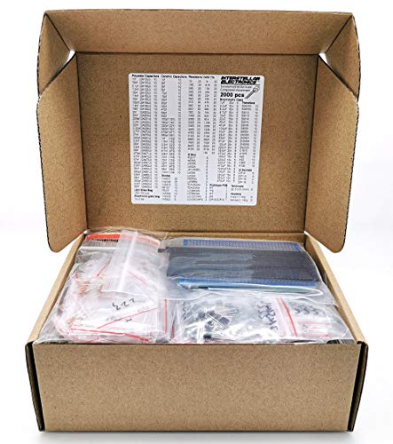 Interstellar Electronic Components Assortment Kit, Grab Bag, Resistors, Polyester Capacitors, LED, PCB, Diodes, Transistors, IC, 2000 pcs - Thumbnail 2