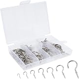 OWUDE 60Pcs Screw Hooks Cup Hooks Heavy Duty 7 Sizes Silver view 2