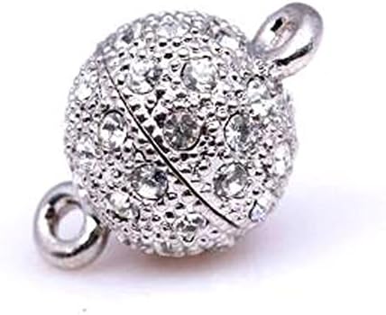 GEM-inside AAA Grade Ball Round Pave Screw Clasps 1set with CZ White Gold Plated Clasp Necklace Bracelet
