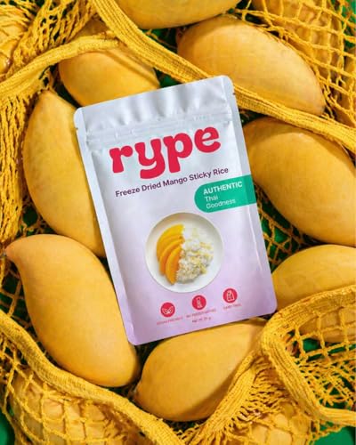 Rype Freeze Dried Mango Sticky Rice – Healthy and Authentic Thai Dessert, Bite-sized dessert, Vegan, Gluten-Free, Convenient Snack