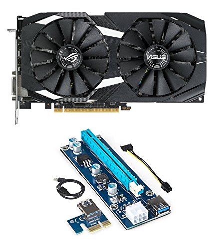 ASUS Radeon RX 580 4GB GDDR5 Dual-Fan OC Edition DP HDMI DVI VR Ready AMD (DUAL-RX580-O4G) Graphics Card and PCI-E Riser for ETH Etheruem ZEC Zcash XMR Monero Cryptocurrency Mining