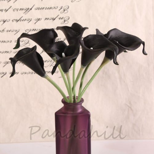 50pcs White Cally Lily Real Nature Touch Flowers for DIY Bridal Bouquet Wedding Bouquet with Scent high quality (KC58 Black)