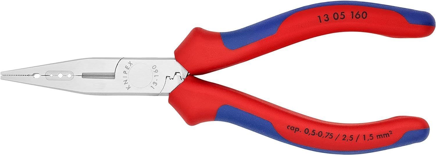 KNIPEX Electricians' Pliers Chrome-Plated Rubber Handles 160 mm, 13 05 160
