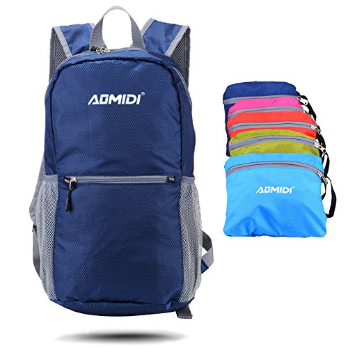 Hiking Daypack - Lightweight Packable Backpack Water Resistant,Small Backpack Handy Foldable Camping Outdoor Backpack Little Bag (Navy)