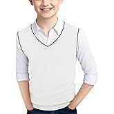 Haloumoning Boys Sweater Vest Kids Uniform Vest Casual V Neck Knit Pullover Sweater 5-14Y