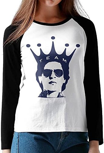Womens Shahrukh Khan Crown Team Raglan Long Sleeve Baseball T Shirts Cotton Medium
