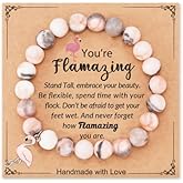 Blue Drop Flamingo Bracelet for Women Crystal Beaded Natural Healing Stone Bracelet Never Forget How Flamazing You Are Flamingo Bracelet Inspirational Friendship Jewelry, Pink