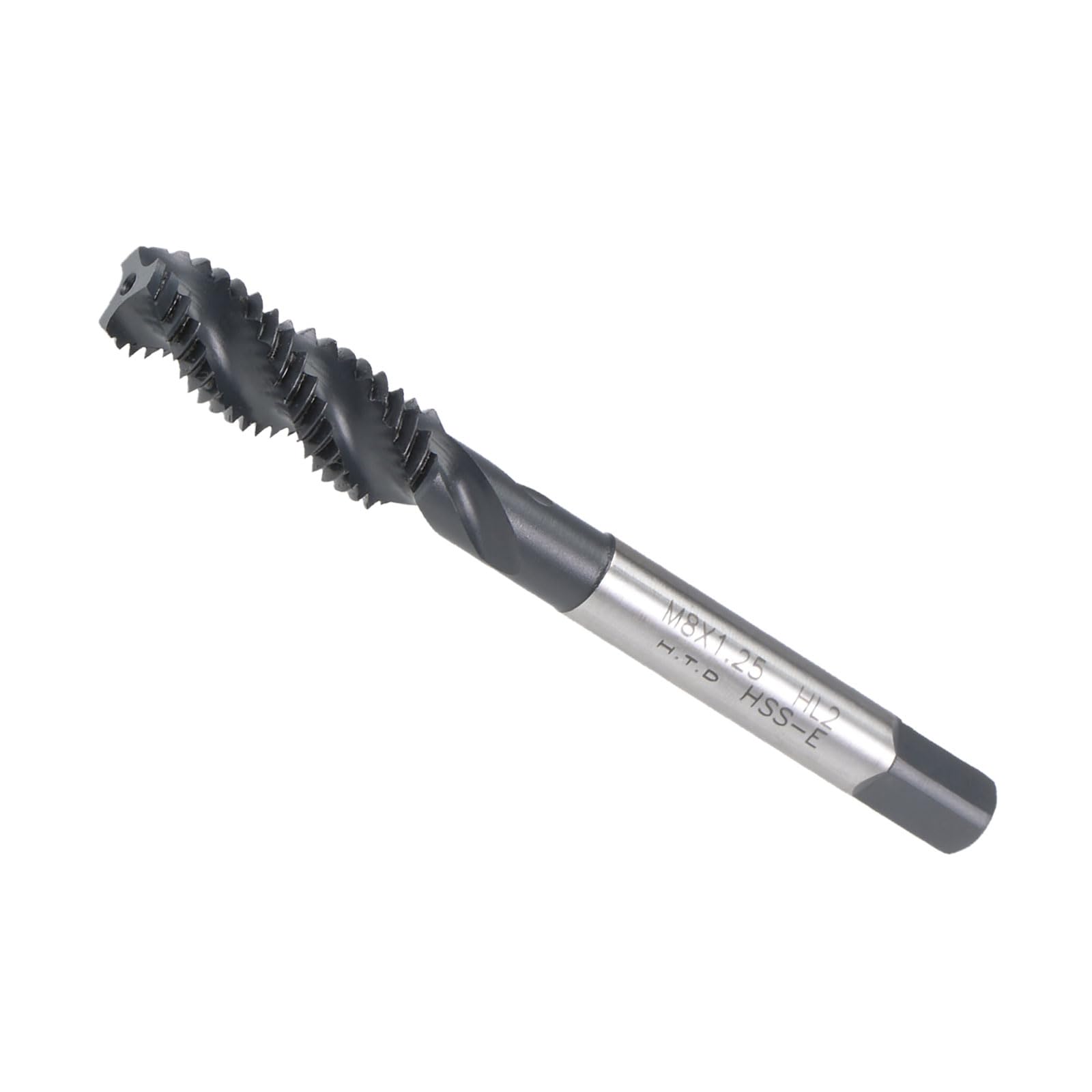 CoCud Spiral Flute Threading Tap, M8X1.25 Thread Size, Nitriding Coated HSS Tapping Tool - (Applications: for Processing Holes & Sticky Materials)