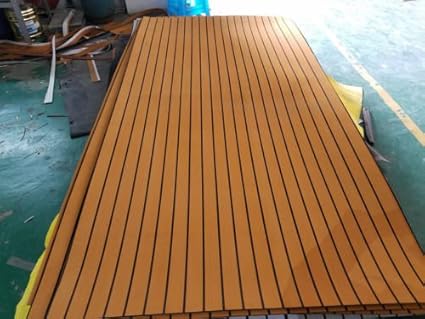 Yjc Eva Light Brown Foam Faux Teak Decking Sheet With Black Seam Marine 35 X 94 6mm Thick