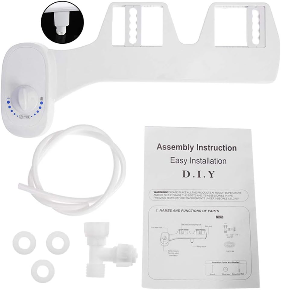 VANKER Bidet Toilet Seat Single Nozzle Fresh Water Spray Non-Electric Mechanical Attachment for Home White Cleaning Tool