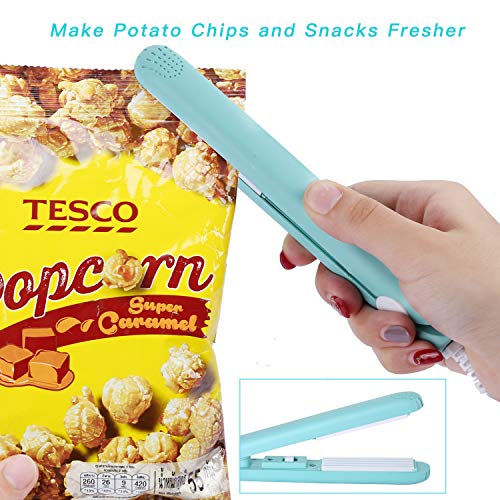 KARIDGE Mini Handheld Heat Bag Sealer for Airtight Food Storage Saver, Portable Hand Pressure Sealing Machine with 45 inches Cable, Reseal Potato Chip Snack Bags, Household Appliances for Kitchen - Mint