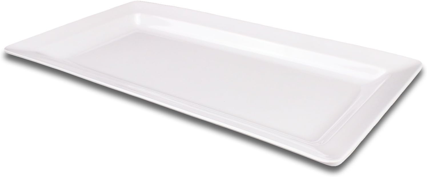 Rectangular Melamine Serving Platter Tray 14.5" x 7.5" by bogo Brands (White)