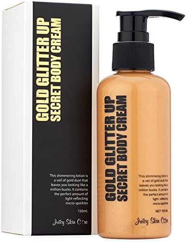 Gold Glitter up! Secret Body Cream - Gold Bond Lotion - After Sun Shimmer Lotion + Vitamin B3 & Aloe Vera Gel - Body glitter lotion & Smoothing Lotion
