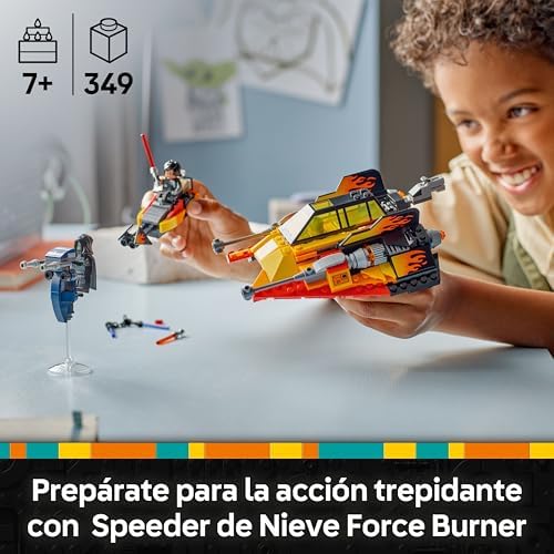 Star Wars Neve Speeder Force Burner - Construindo Brinquedo com 3 Minifiguras com Sabres de Luz e Motocicleta de Brinquedo - Presente para Crianças ++ Anos e Fãs de Reconstruir o Galaxy 75414