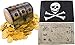 WellPackBox Wooden Pirate Treasure Chest Box 6.5 x 4.5 x 5 Plastic Coin Coins Pirate Flag
