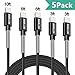 sharllen Lightning Cable Spring iPhone Charger Cable 5 Pack [3/6/10FT] USB Fast Charging & Data Sync Cord Long Charging Cable Compatible iPhone Xs/MAX/XR/X/8/8P/7/7P/6/iPad/iPod(Black)