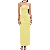 HTZMO Women Elegant Summer Bodycon Maxi Dress Halter Neck Formal Wedding Guest Cocktail Party Long Dresses