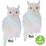 Livin' Well Bird Repellent Reflective Owl Decoy - Bird Deterrent, Woodpecker Deterrent, Owl Scarecrow and Fake Owl Bird Repellent Devices to Scare Birds Away (2 Pk)