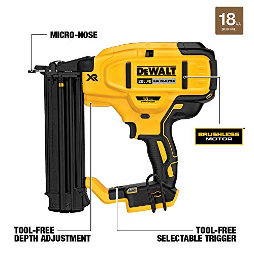 DEWALT 20V MAX* Cordless Brad Nailer Kit, 18GA (DCN680D1) Pricepulse