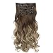 SARLA 7 Pcs Clip in Hair Extensions Synthetic Full Head Curly Wavy Hairpiece 20 Inch for Women Brown to Ash Blonde