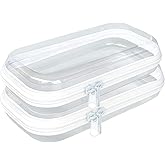 Rdttlv Clear Hard Shell Zipper Case,2Pcs clear zipper case,Professional-Grade Plastic Clear Zipper Pencil Case, Toiletry Pouch, Travel Organizer, Cosmetic Bag, Toy Storage Bins (2PCS-M)