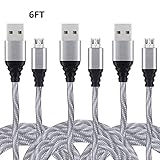 Micro USB Cable, Braided Micro USB Charger 6foot, High Speed USB 2.0 A 3Pack