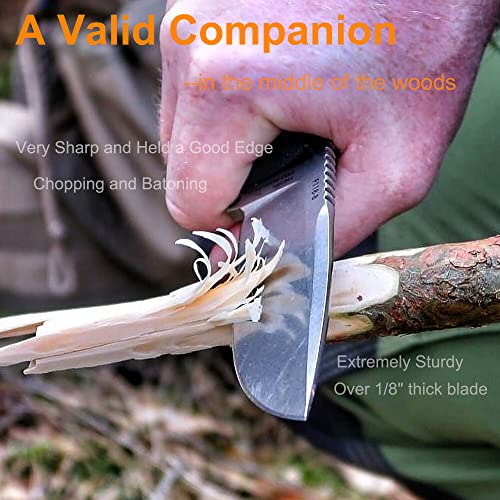 Ruike Camping Small Fixed Blade Knife with Sheath 360 Rotate, 14c28n