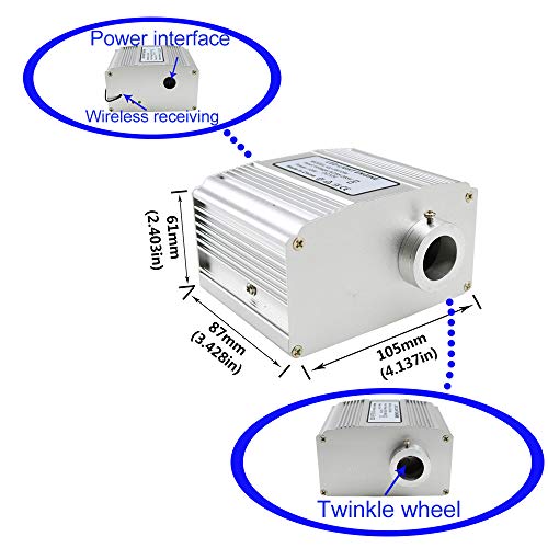 10W RGBW Twinkle LED Fiber Optic Star Ceiling Kit Light Mix 380 Strands Fibre Optical Cables (0.5mm+0.75mm+1mm) 9.8ft/3m Long + Crystal