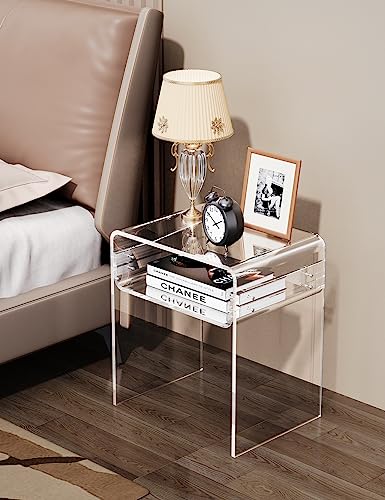 Solaround Acrylic Side Table, Bedside table Nightstand, Transparent Acrylic Tables (Clear)