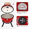 TUSY-Ceramic-Griller-Charcoal-Grill-Advanced-Portable-Red-12-Inch-Foldable-Barbecue-Grilling-Charcoal-Oven-with-Digital-Thermometer