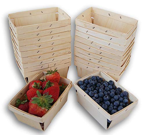 Jumping Daisy Pint Rectangular Vented Wooden Berry Baskets - Set of 20