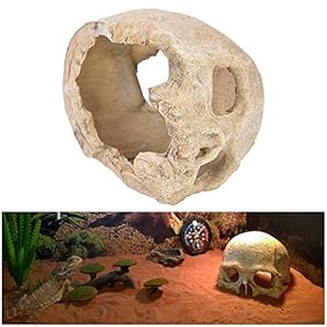 LUCKFY Fish Tank Decoration Rettile Hideout Skull Acquario Rettilario del Cranio della Resina Cave Famiglia giornaliera… - immagine 3