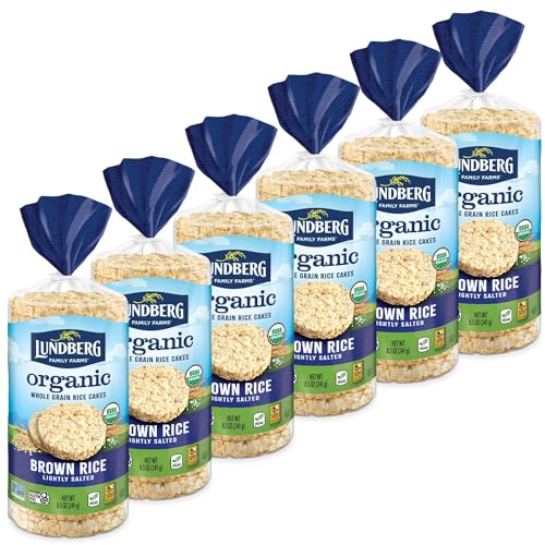 Lundberg Rice Cakes Organic Whole Grain Brown Rice Cakes, Lightly Salted, Healthy Snacks for