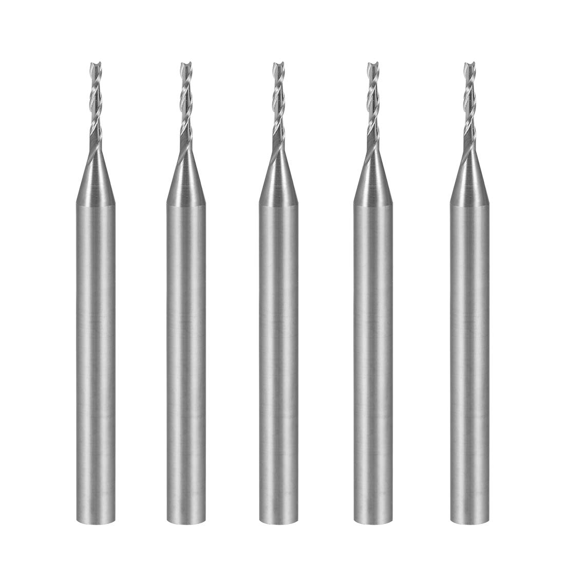 sourcingmap 5PCS 1/8" Shank 1.0mm x 6mm Carbide End Mill CNC Router Bits 2 Flute Milling Bit for Acrylic PVC MDF Wood