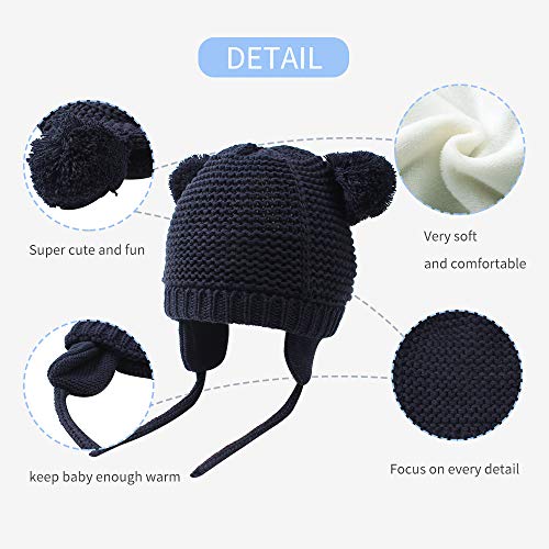 image for BAVST Baby Beanie Hat for Winter with Earfalp Cute Bear Kids Toddler G